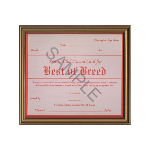 Best of Breed Certificate Frame